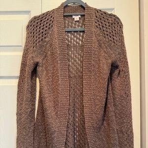 Mossimo Tan/Brown Open-weave Open Front Cardigan